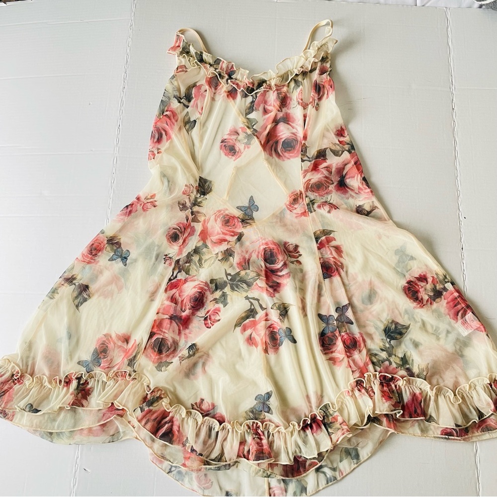 Floral Sheer Chemise with Ruffle Trim - Picture 4 of 11